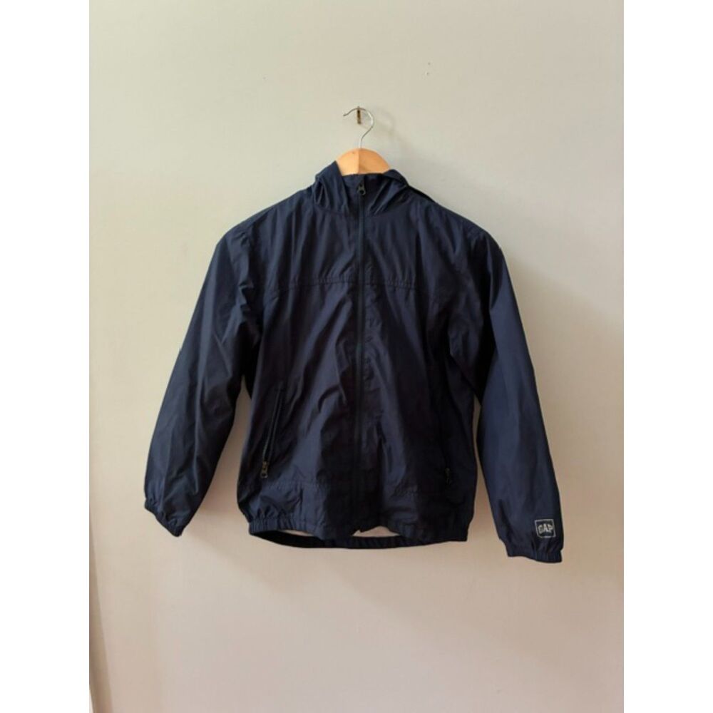 Gap Kids Rain Jacket Size Large Navy Hooded Lightweight Windbreaker